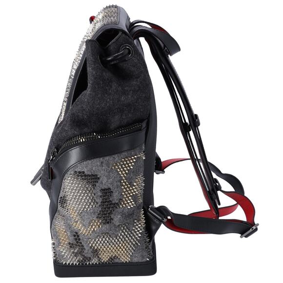 Christian Louboutin Explorer Funk Backpack Gray Black Red Wool Studded main image 6